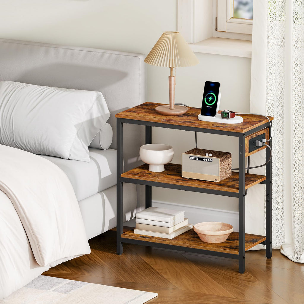 Charging Station End Table with 3 Tier Storage Shelf N323595