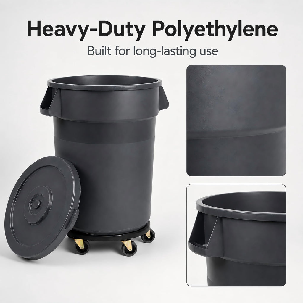 32 Gallon Trash Can with Wheels and Lid, 2 Pack J908