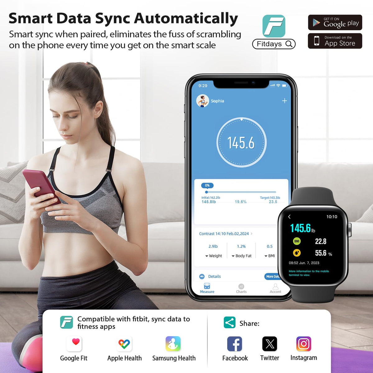 Smart Bathroom Scale for Body Weight and Fat T476594
