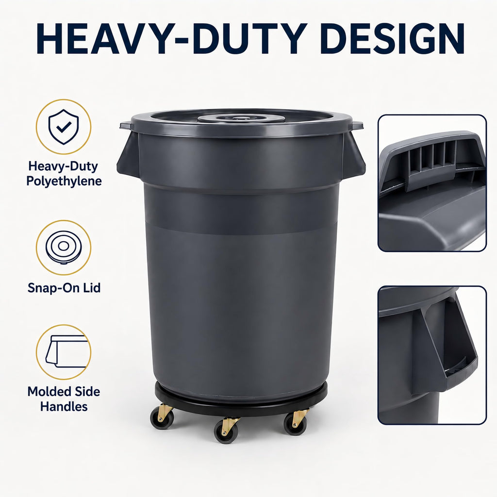 32 Gallon Trash Can with Wheels and Lid, 2 Pack J908