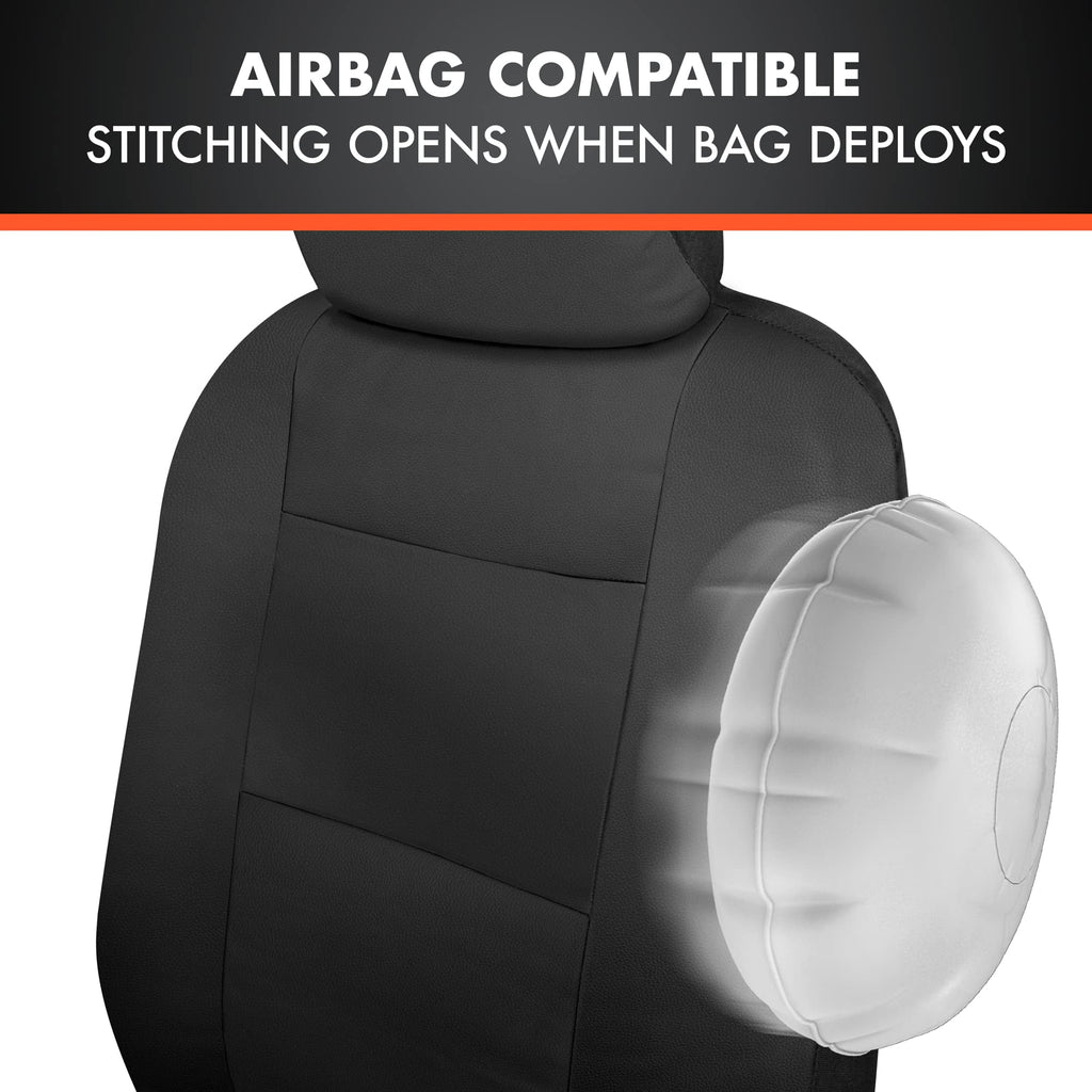 Faux Leather Car Seat Cover Full Set Black Y193