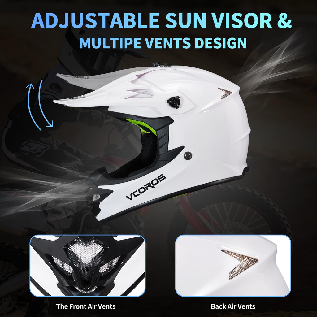 Kids Dirt Bike Helmet Set with Goggles Gloves T450