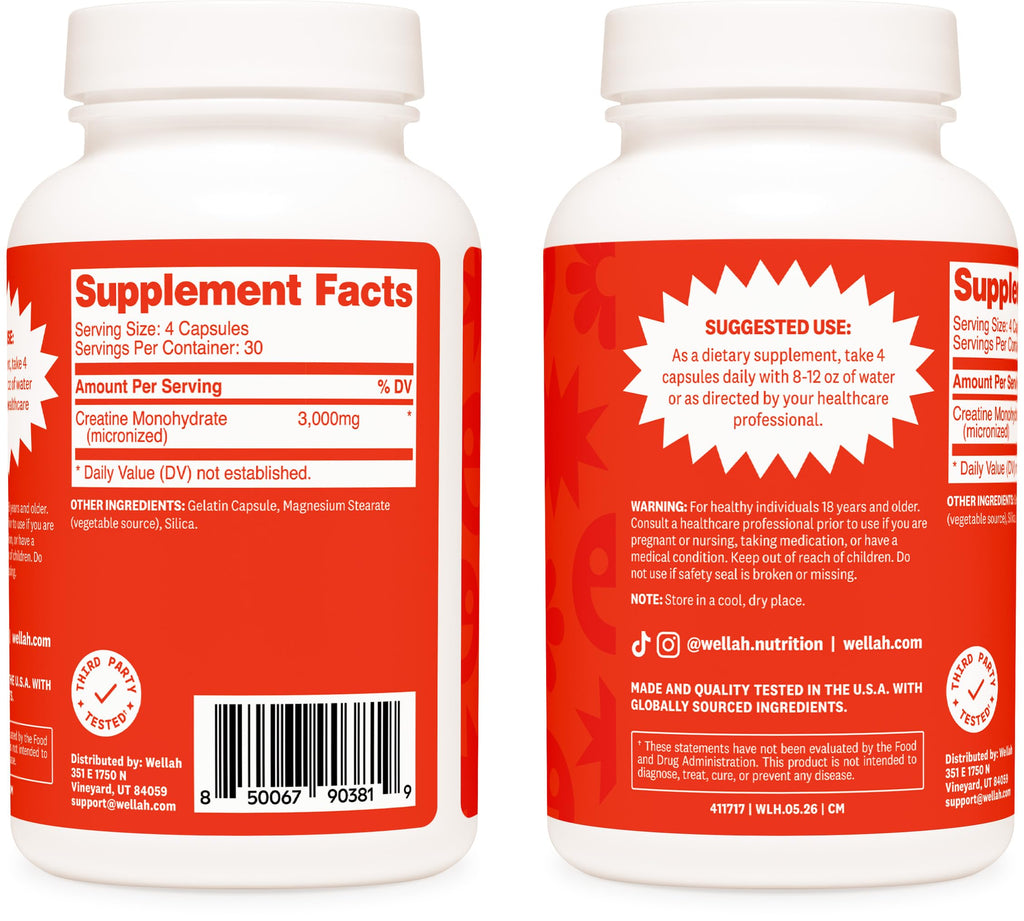 Creatine Monohydrate Capsules 3000 mg 120 Capsules G856288