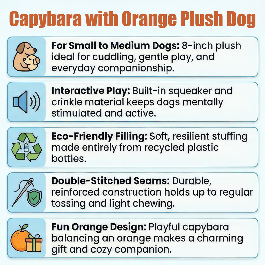 Soft Stuffed Squeaky Crinkle Capybara Dog Toy 8 Inch X827480