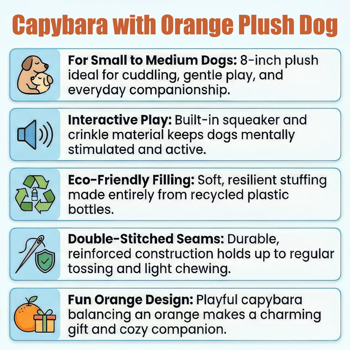 Soft Stuffed Squeaky Crinkle Capybara Dog Toy 8 Inch X827480