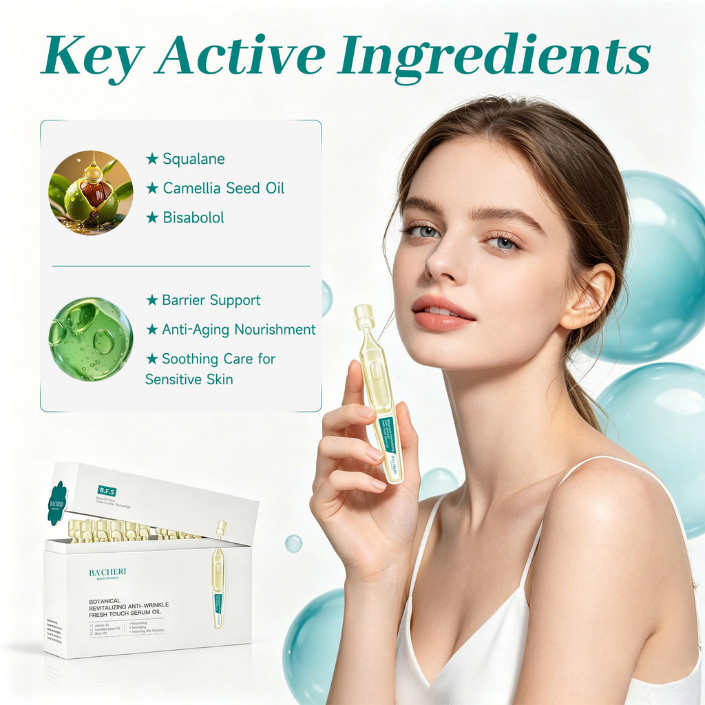 Anti-Aging Face Oil Serum Ampoules with Squalane, Camellia, Jojoba & Meadowfoam Seed Oil, 1ml x 30 I940679