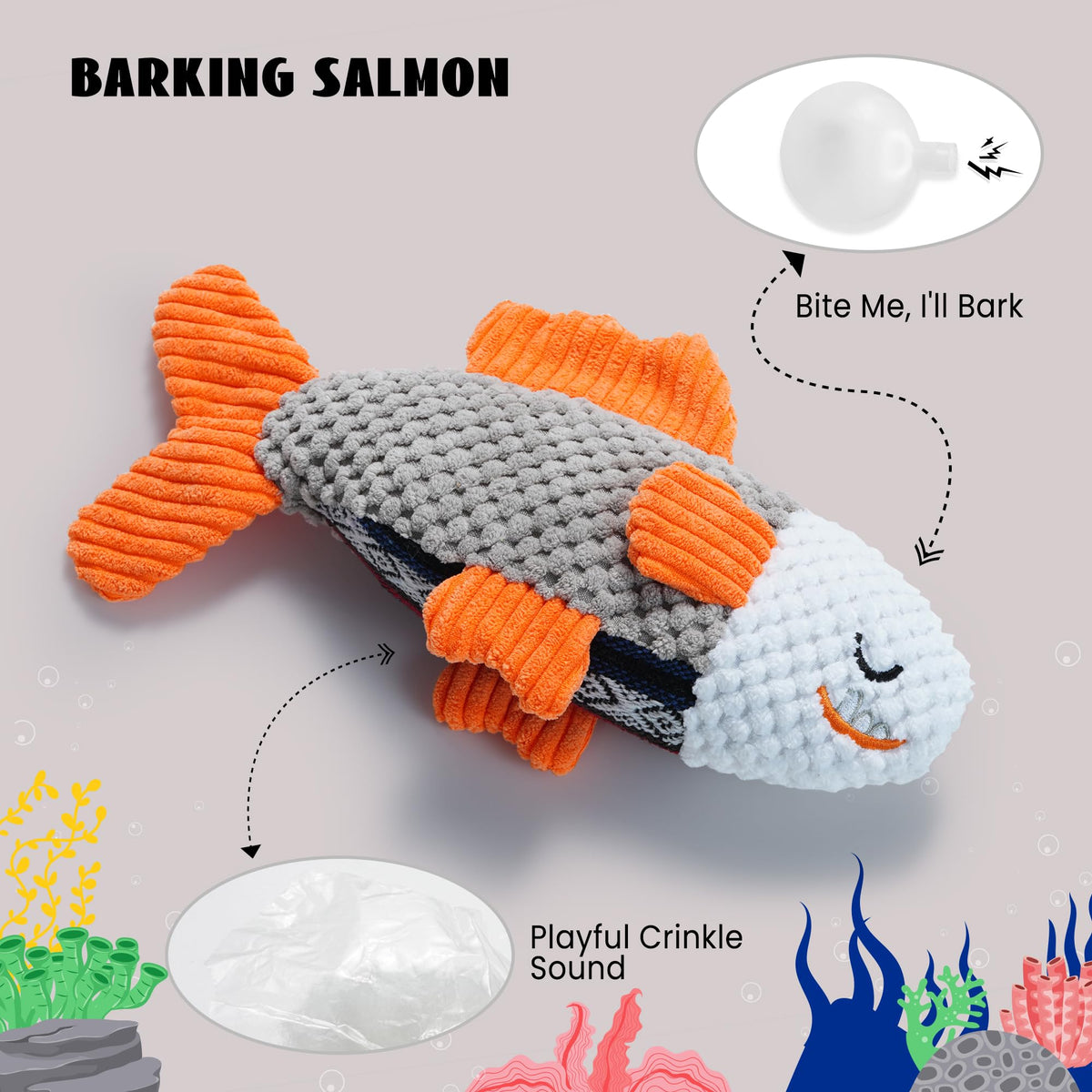 Crinkle Squeaky Octopus Dog Toy P3488