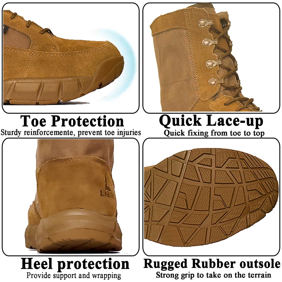 Coyote Brown Lace Up Tactical Boots P2130