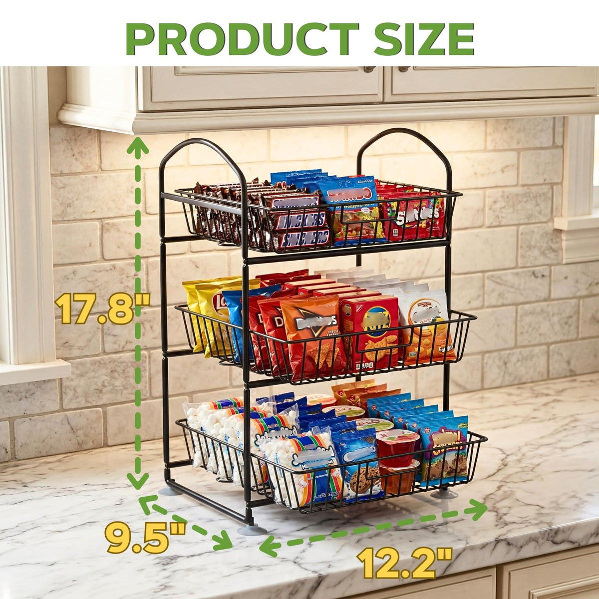 3 Tier Metal Fruit Basket with Banana Hangers H645540