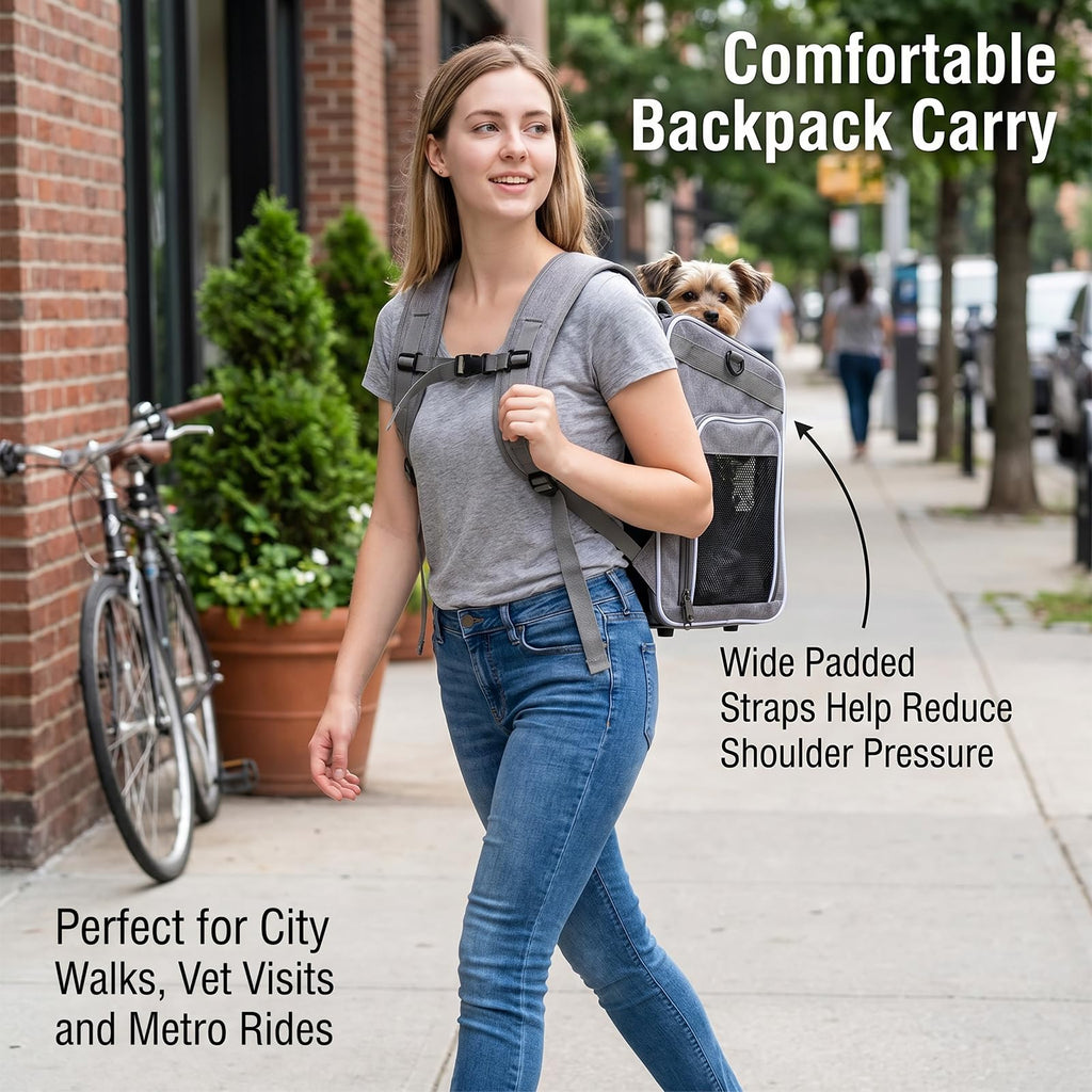 Foldable Expandable Pet Carrier Backpack for Bicycle Handlebar, Gray L131