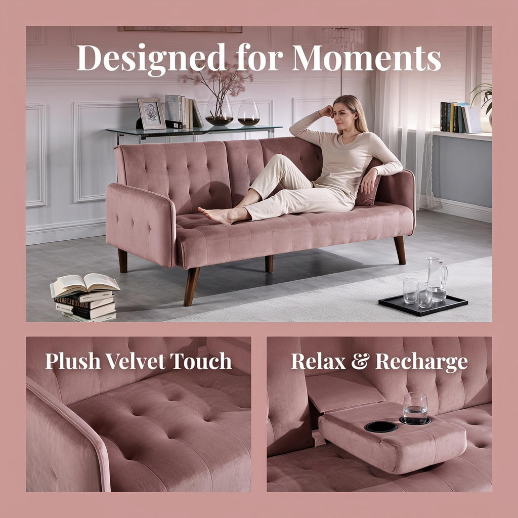 Pink Convertible Sleeper Sofa V62767