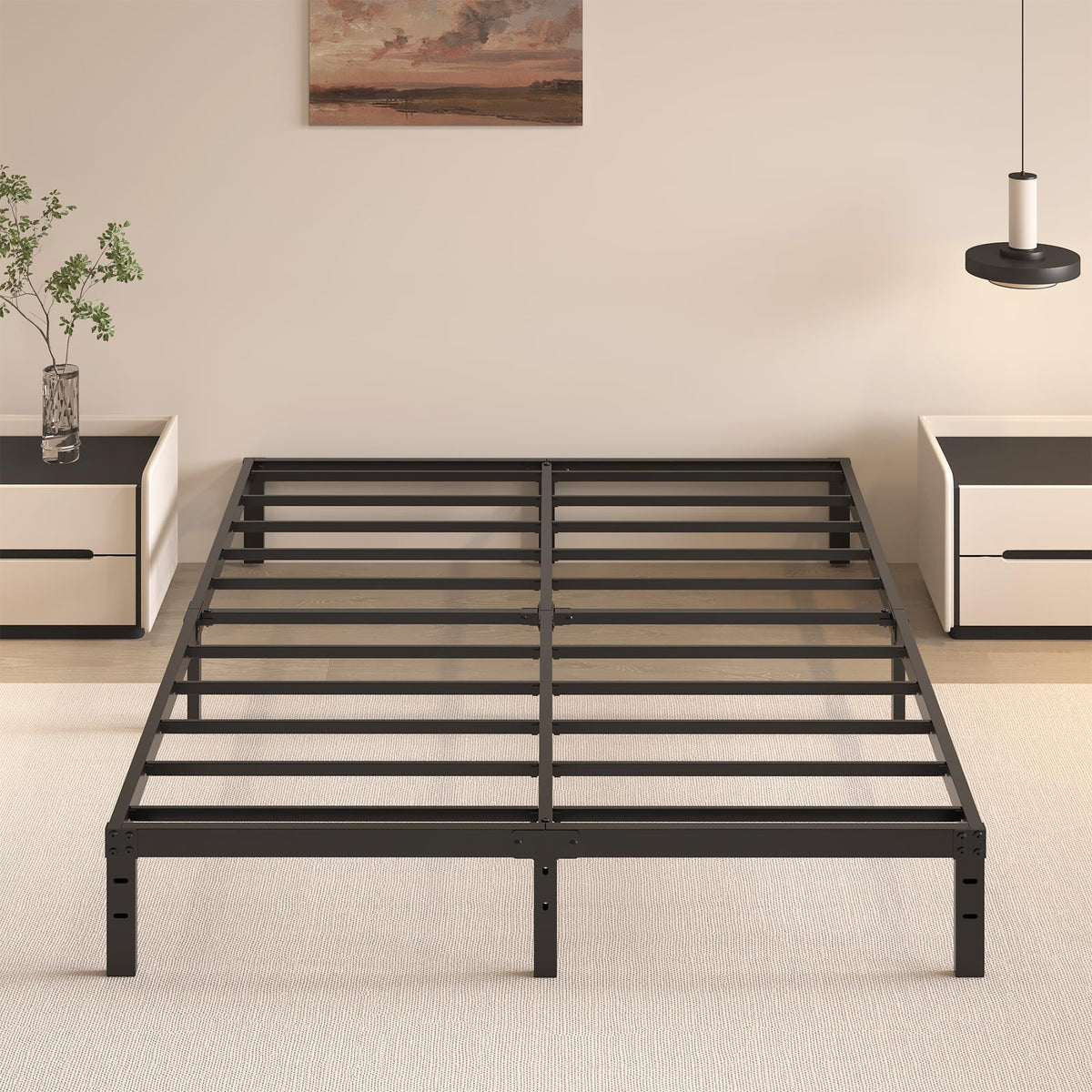 Queen Size Bed Frame No Box Spring Needed J6781