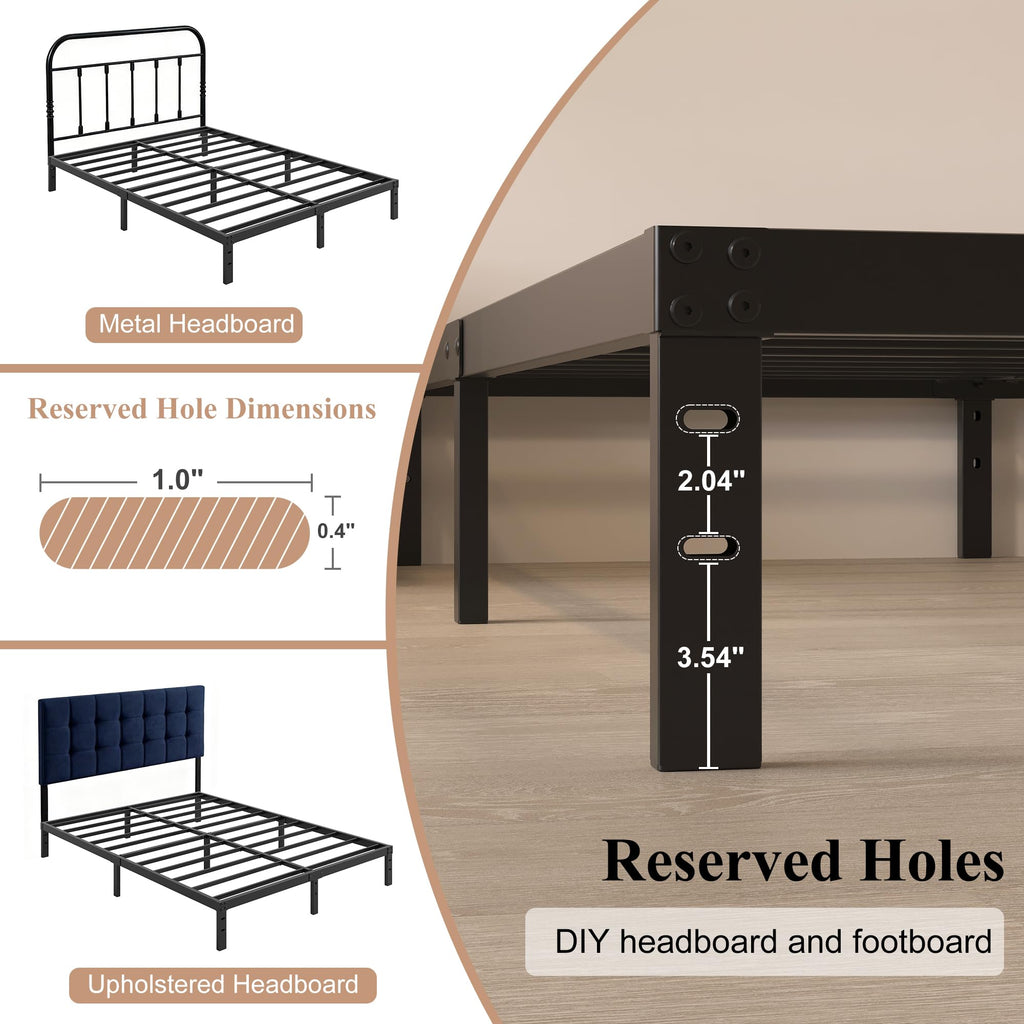 Queen Size Bed Frame No Box Spring Needed J6781