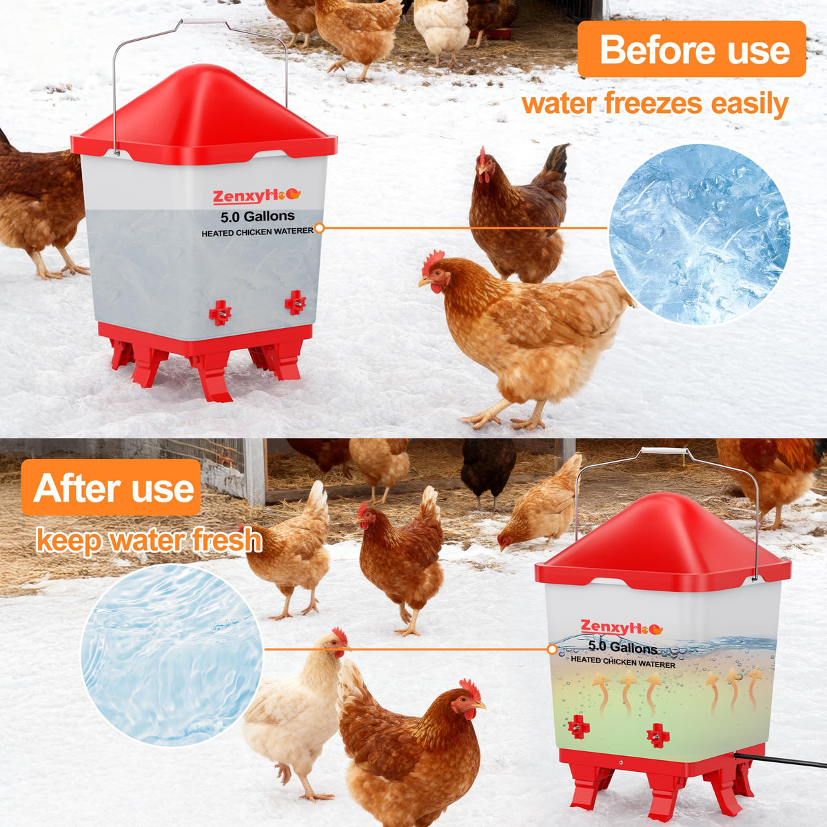 5.0 Gal Heated Chicken Waterer Bucket A58171
