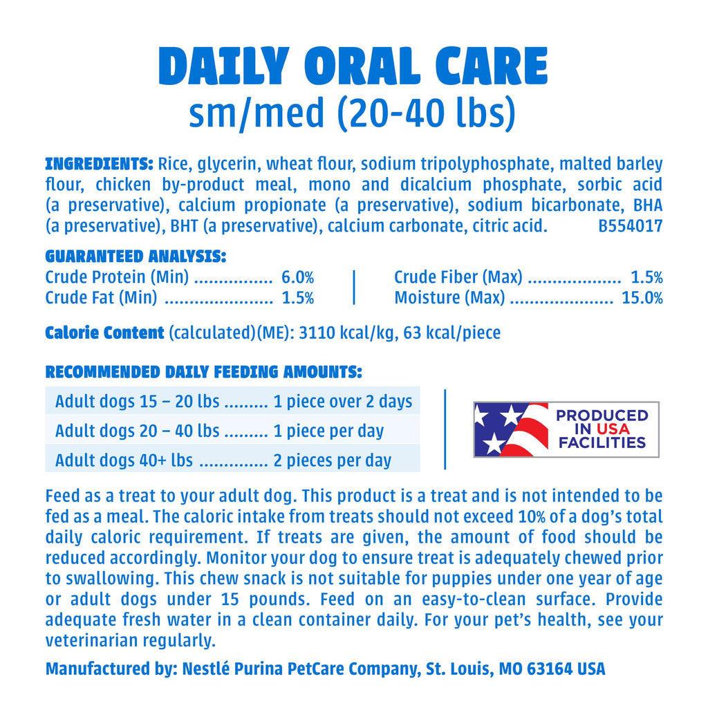 Daily Oral Care Dog Treats, Small/Medium, 60 ct B4317