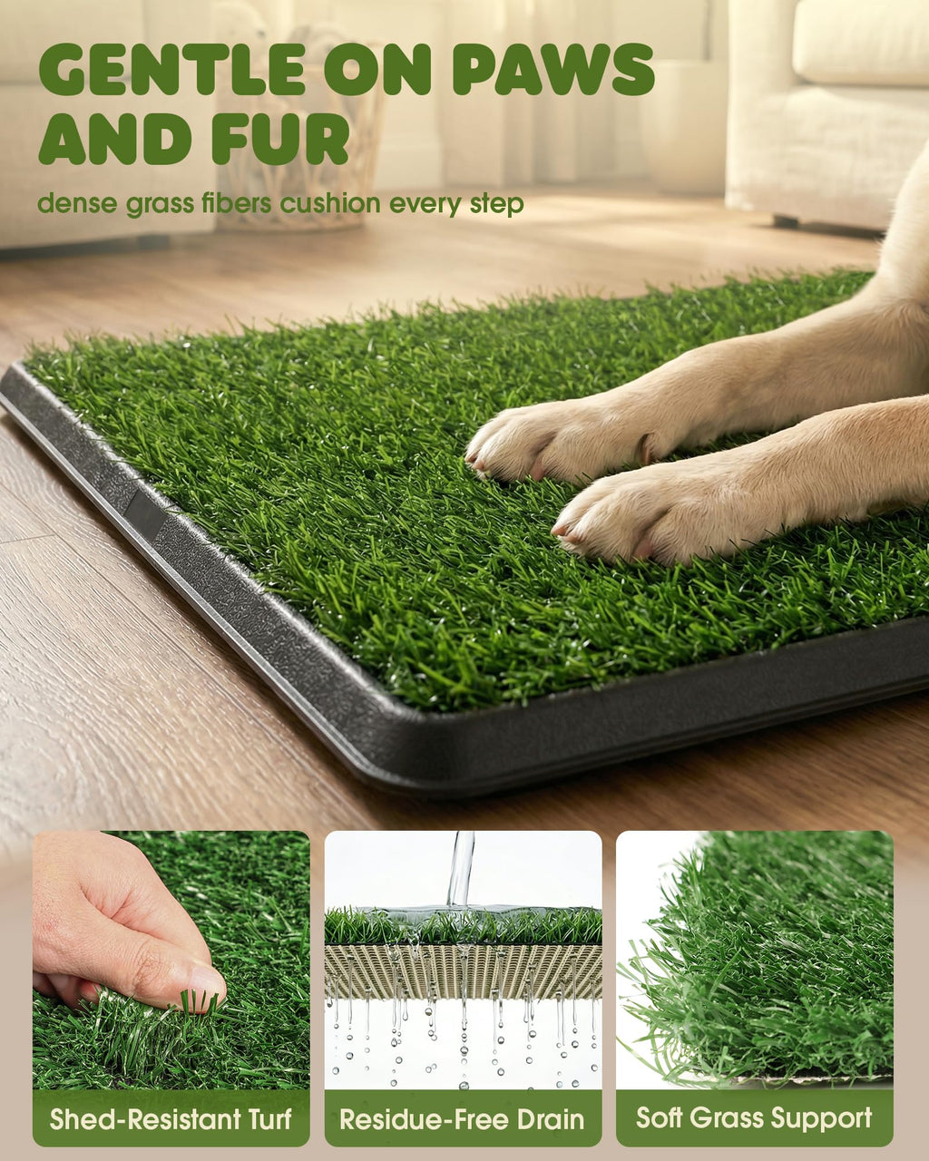 Grass Pad for Dogs Potty, 3-Layer Reusable, Washable, 30 x 20 in T8239