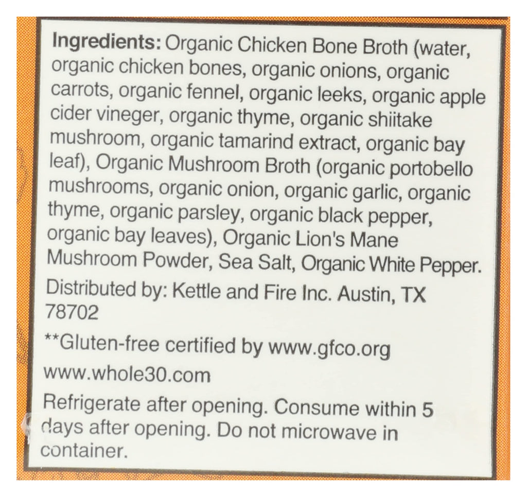 Mushroom Chicken Bone Broth 10g Protein Gluten Free 16.9 Oz Pack of 6 T8719