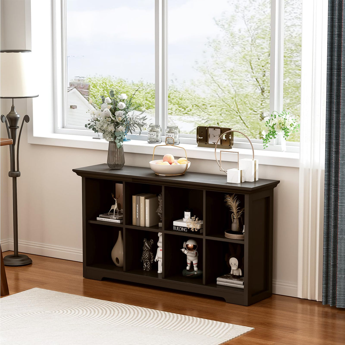 Black 8-Cube Open Bookcase with 2-Tier Low Cabinet U74791