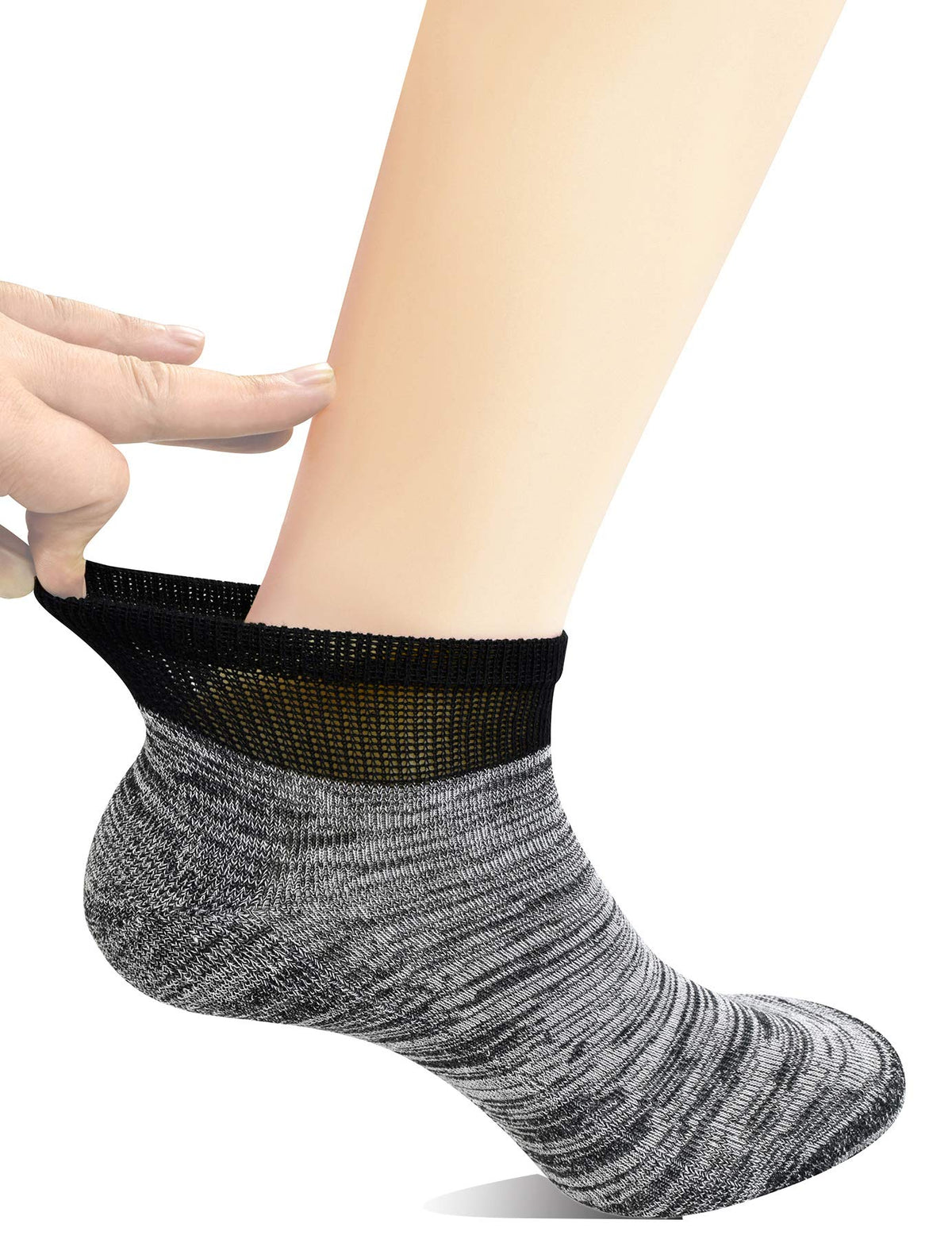 Men's 5 Pairs Low Cut Diabetic Socks with Cushion Sole and Seamless Toe E13140