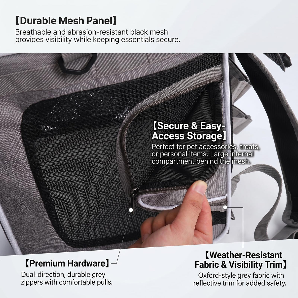 Foldable Expandable Pet Carrier Backpack for Bicycle Handlebar, Gray L131
