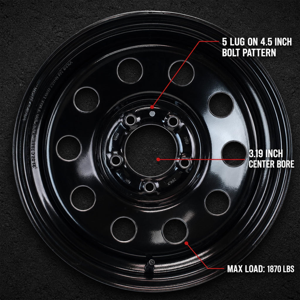 2-Pack 15 Inch 5 Lug Black Trailer Wheel R87136