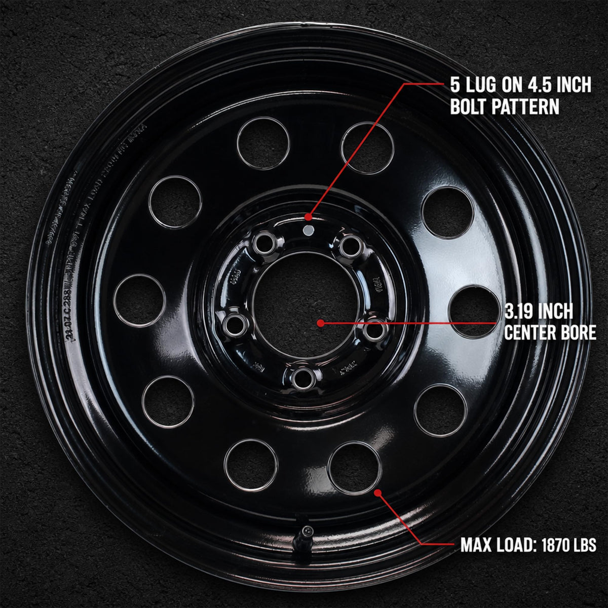 2-Pack 15 Inch 5 Lug Black Trailer Wheel R87136