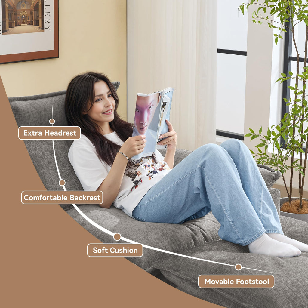 Oversized Chenille Sofa Chair with Ottoman A53466