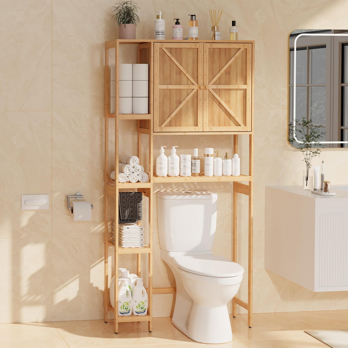 Bamboo Over-the-Toilet Storage Cabinet with Shelves A739
