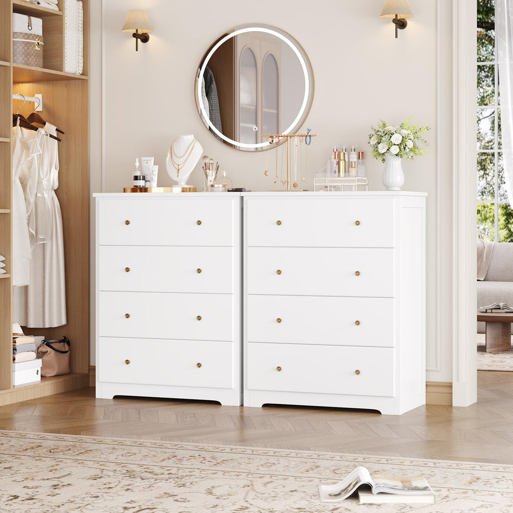 White 4 Drawer Wood Dresser Z7114