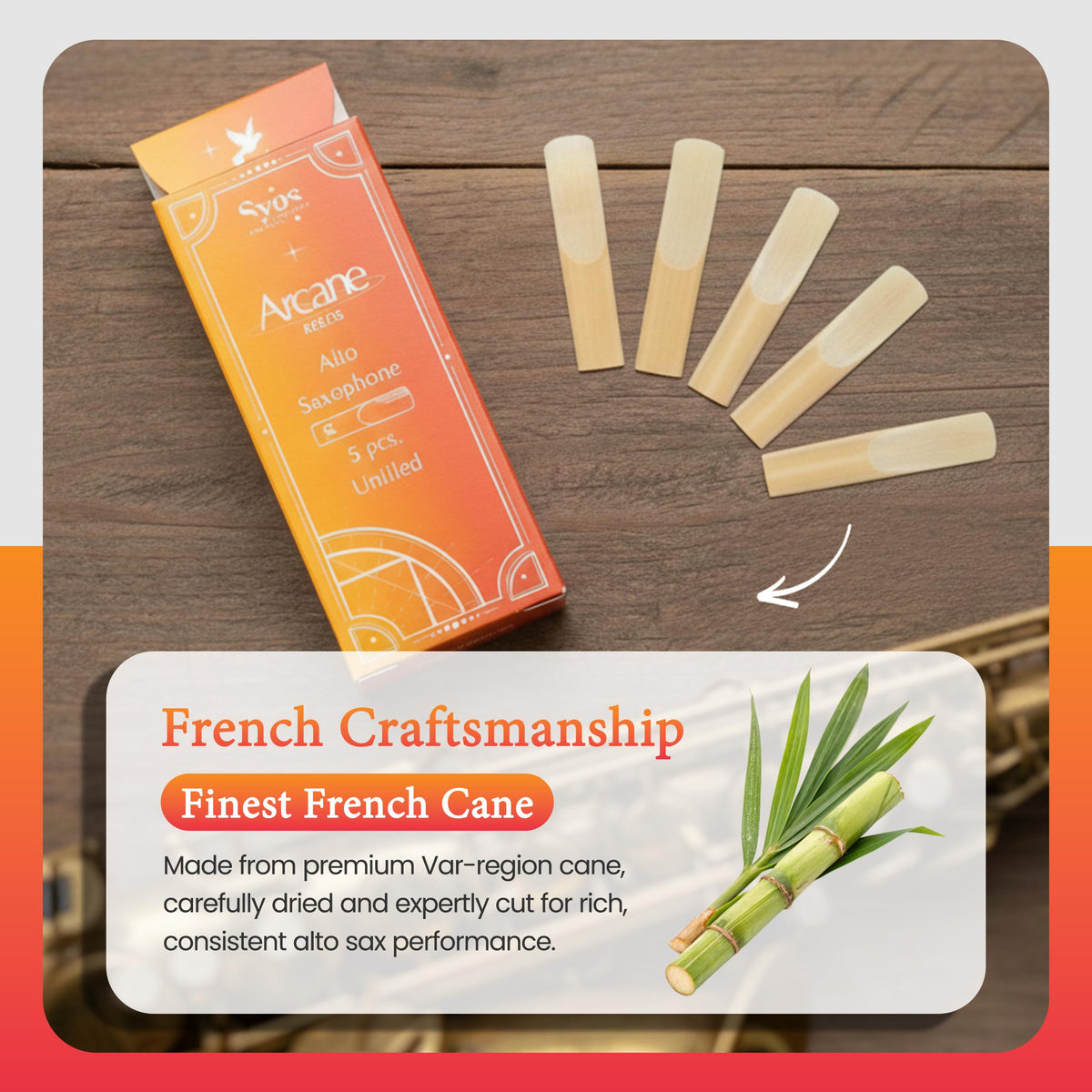 Alto Saxophone Reeds 2.5 French Cane Box of 5 K324650