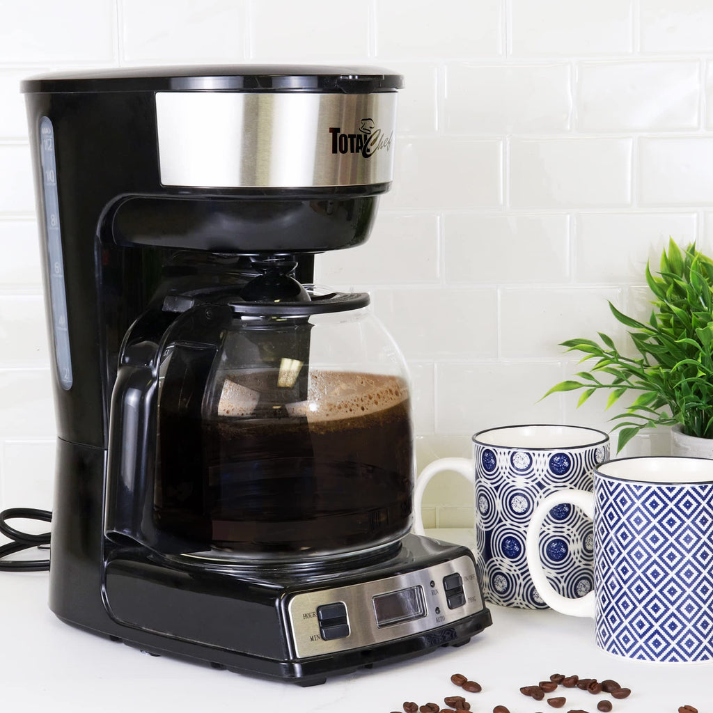 Programmable Coffee Maker Stainless Steel 12-Cup Glass Carafe Black/Gray E346740