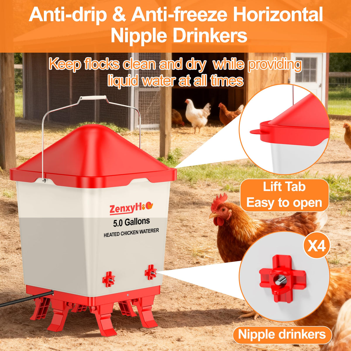 5.0 Gal Heated Chicken Waterer Bucket A58171