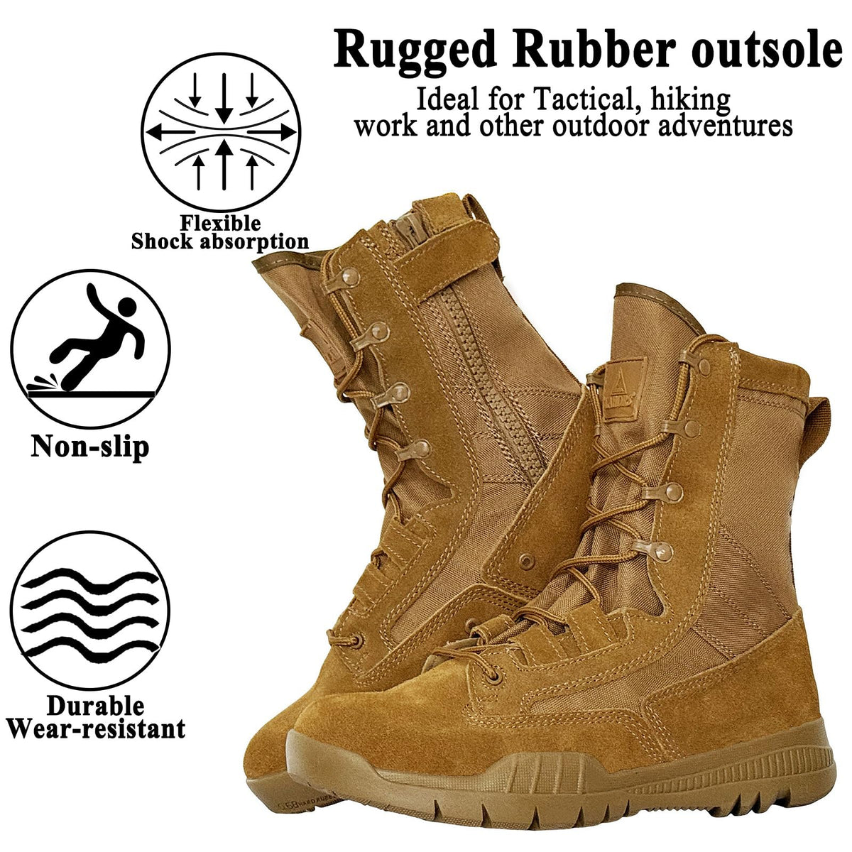 8 Inches Suede Leather Side Zipper Work Boots G569926