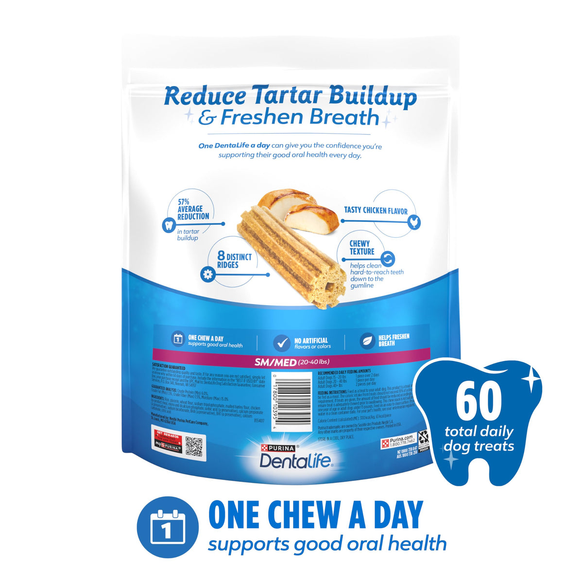 Daily Oral Care Dog Treats, Small/Medium, 60 ct B4317