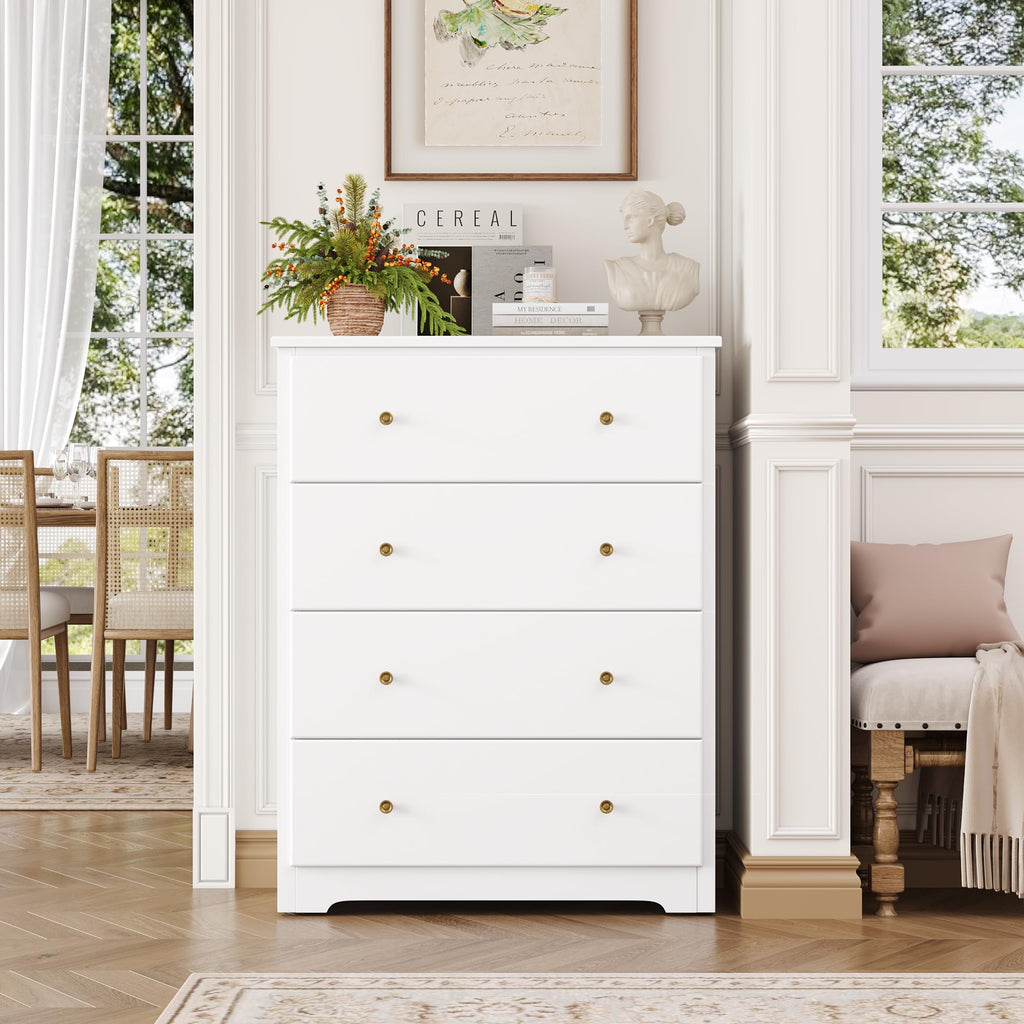 White 4 Drawer Wood Dresser Z7114