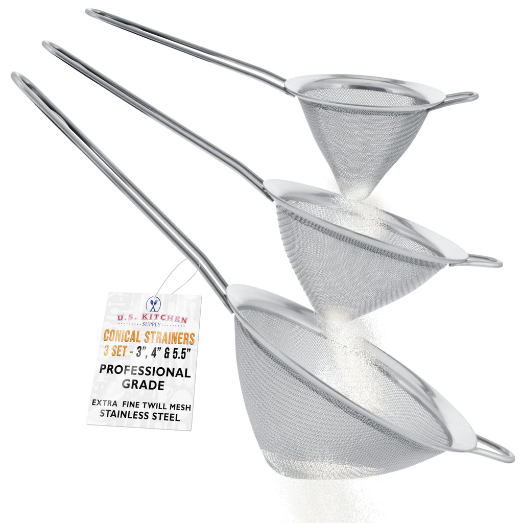 Set of 3 Stainless Steel Conical Strainers O1278