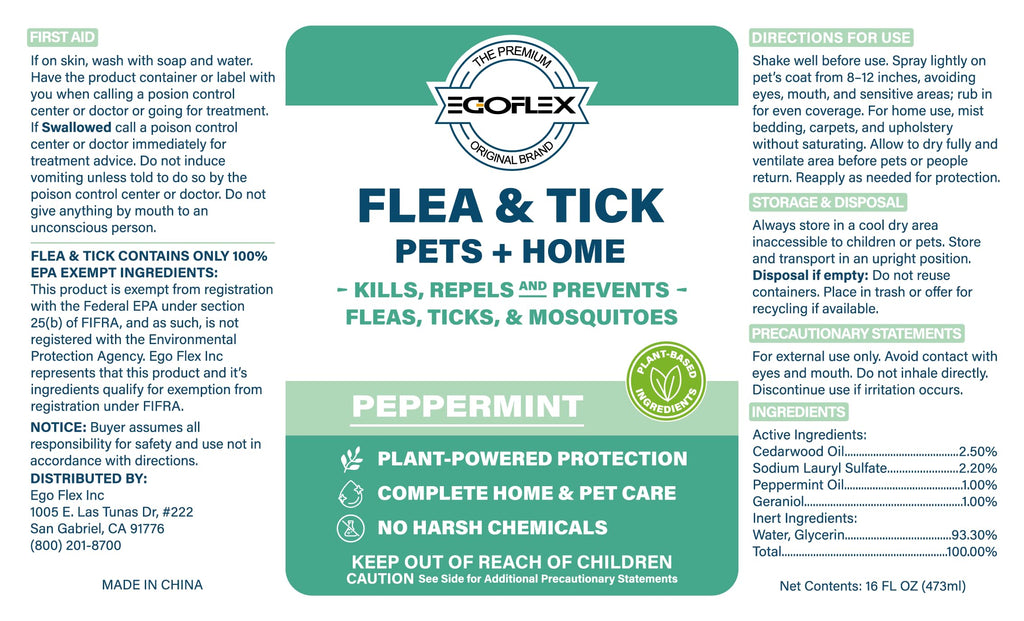 Plant-Based Flea Spray with Peppermint Scent 16oz W40996