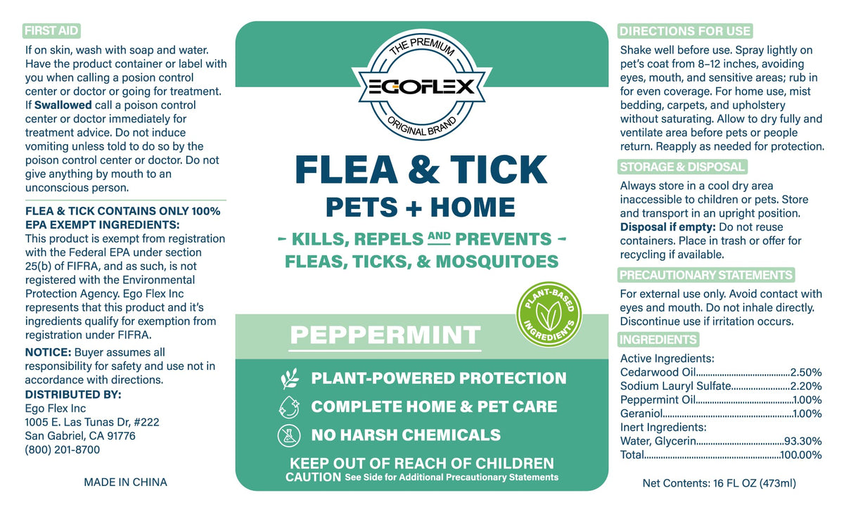 Plant-Based Flea Spray with Peppermint Scent 16oz W40996