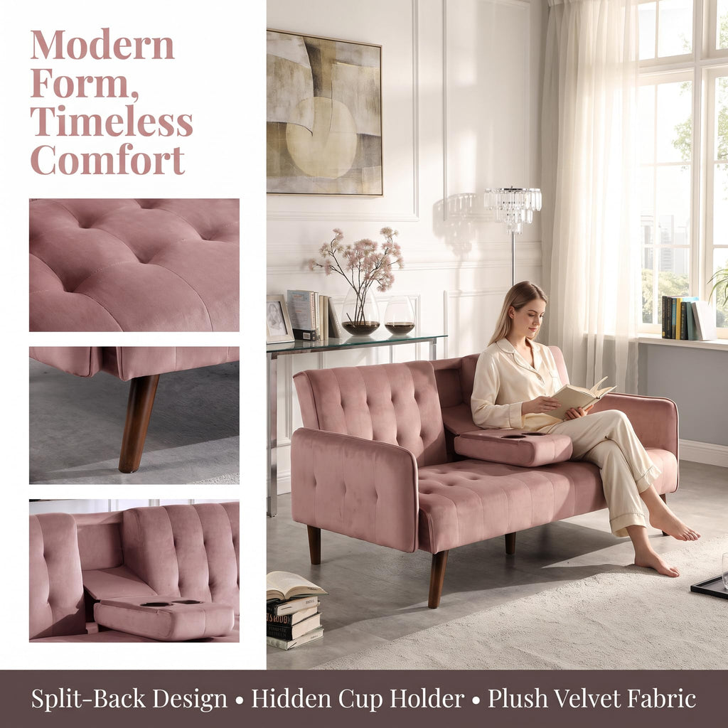 Pink Convertible Sleeper Sofa V62767