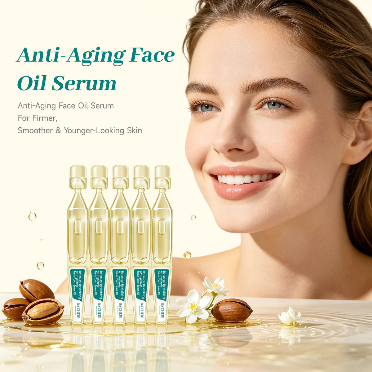 Anti-Aging Face Oil Serum Ampoules with Squalane, Camellia, Jojoba & Meadowfoam Seed Oil, 1ml x 30 I940679