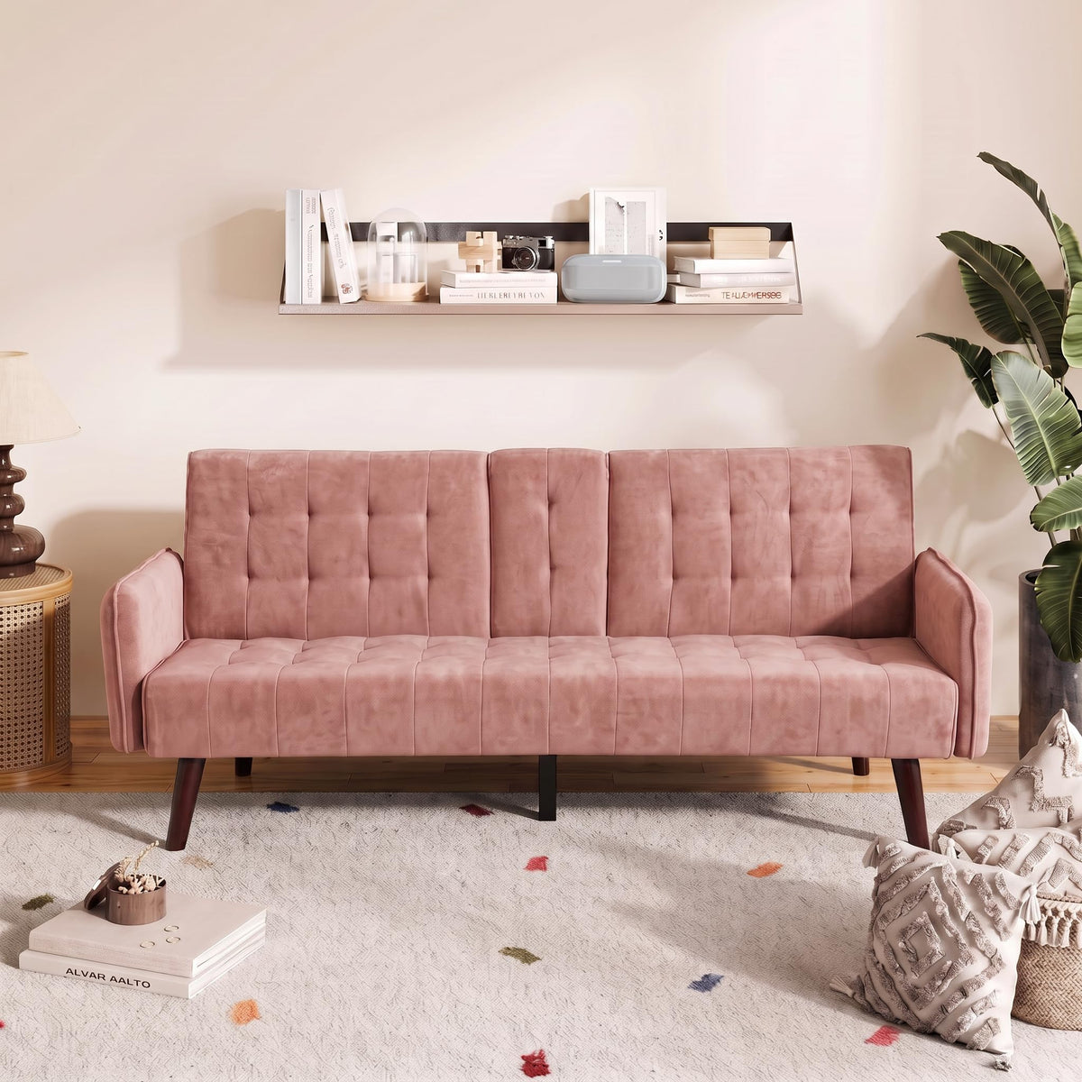 Pink Convertible Sleeper Sofa V62767