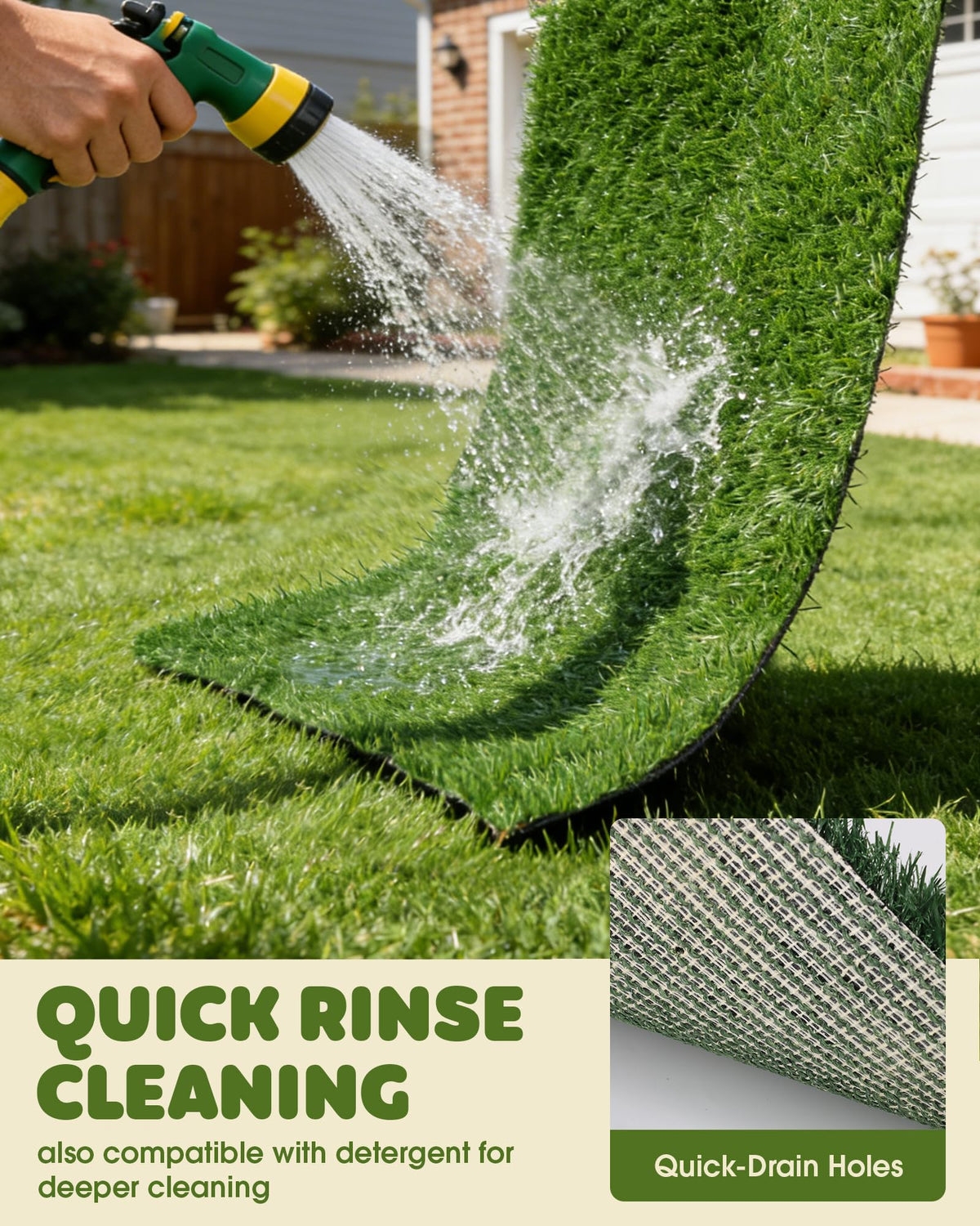 Grass Pad for Dogs Potty, 3-Layer Reusable, Washable, 30 x 20 in T8239