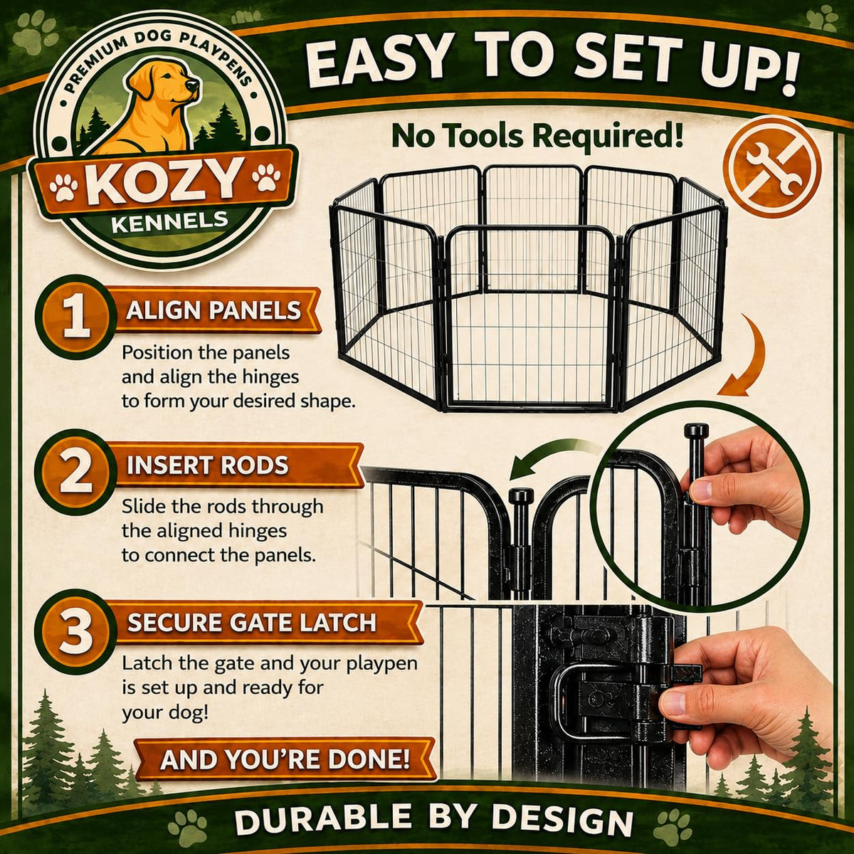 32 inch 16 Panels Heavy Duty Metal Dog Playpen with Gate Z482877