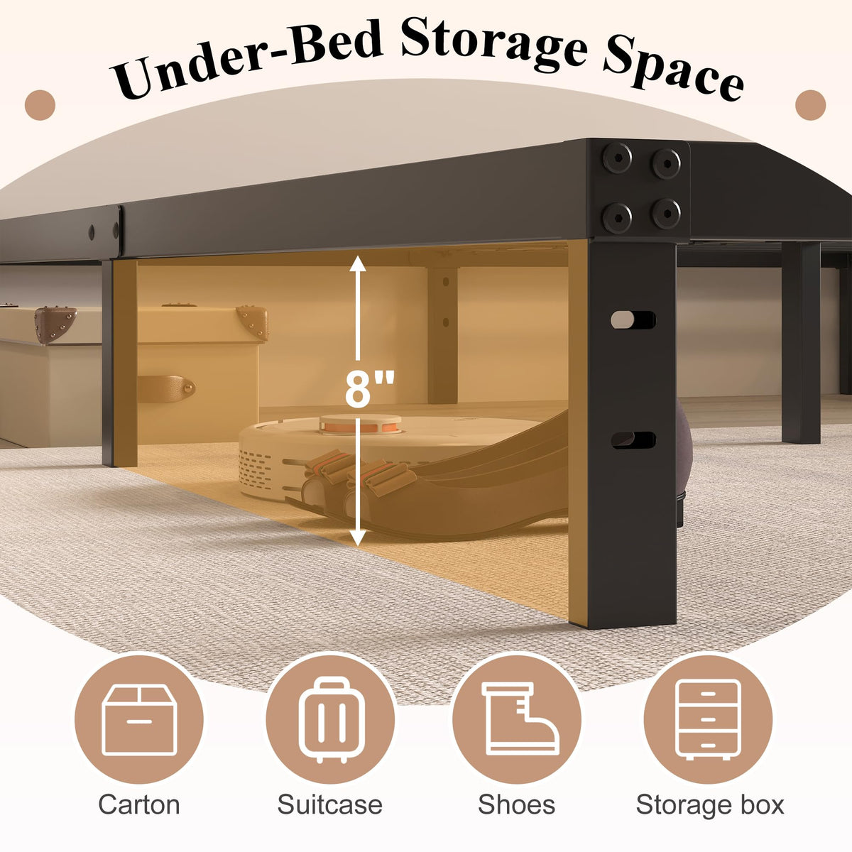 Queen Size Bed Frame No Box Spring Needed J6781