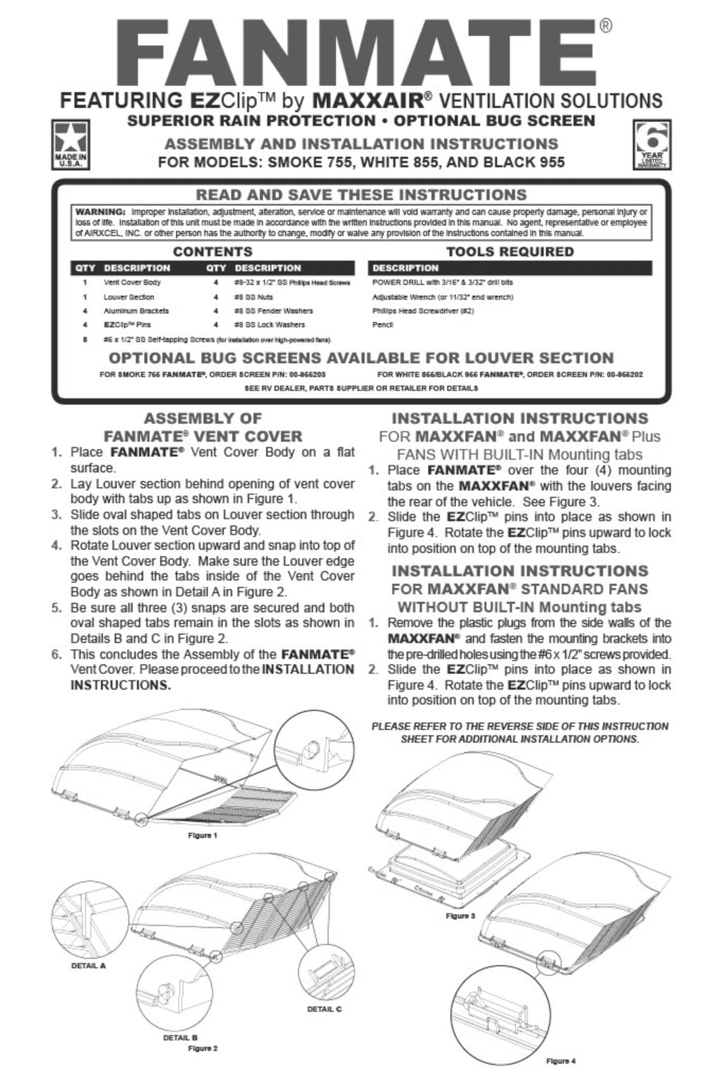 White RV Roof Vent Cover G1173