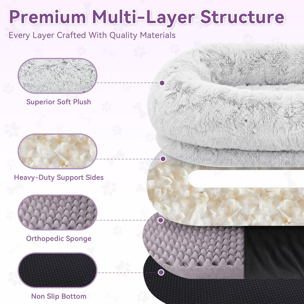 Grey Human Dog Bed 71''x45''x12'' S9811