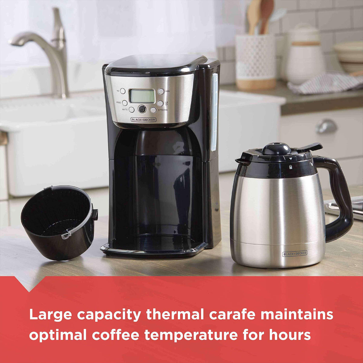 Black and Silver 12 Cup Programmable Thermal Coffee Maker K3459