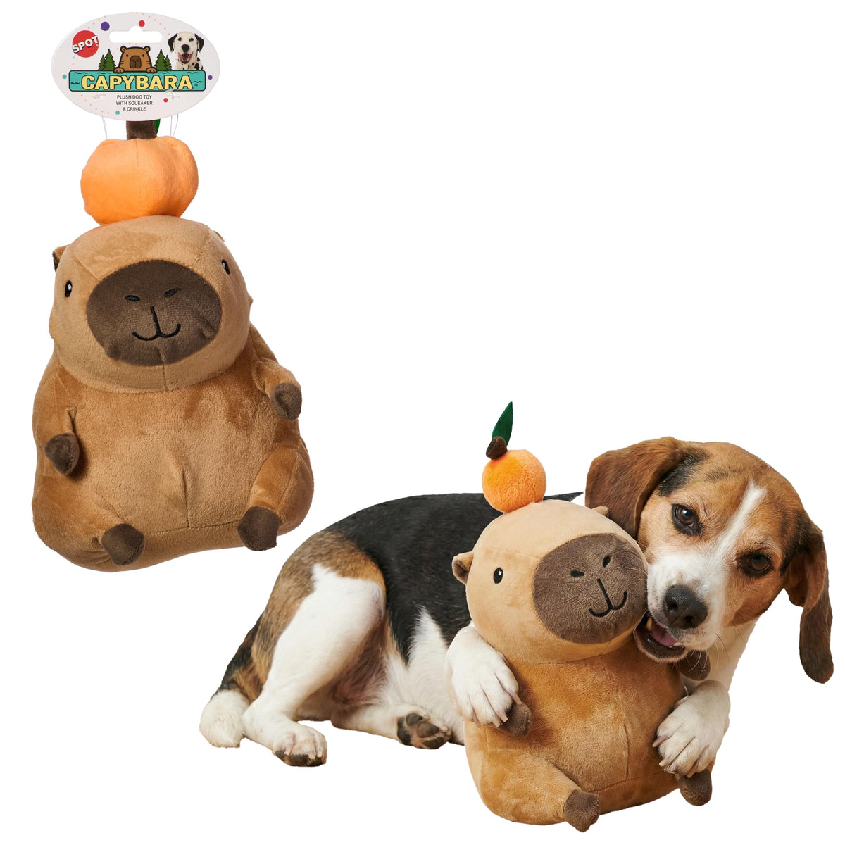 Soft Stuffed Squeaky Crinkle Capybara Dog Toy 8 Inch X827480