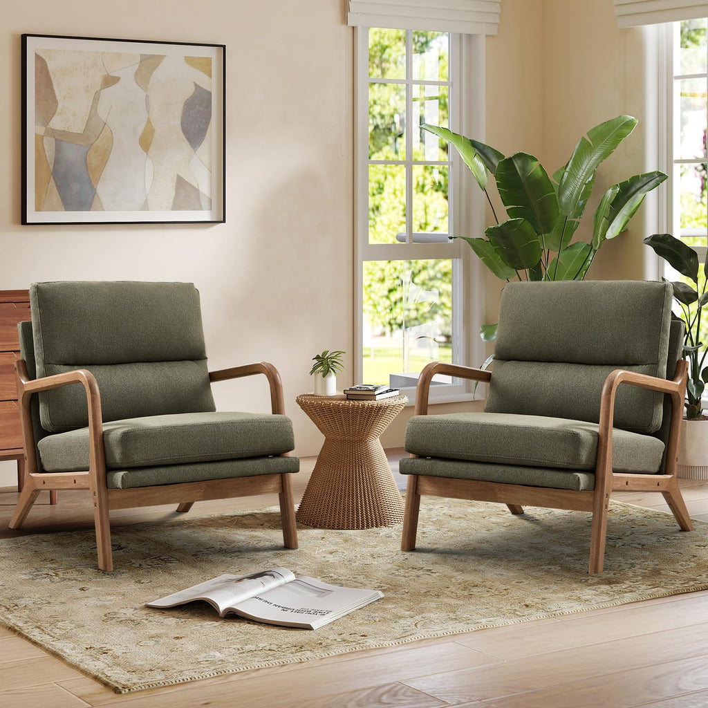 Mid Century Accent Chair Set of 2 Green X514