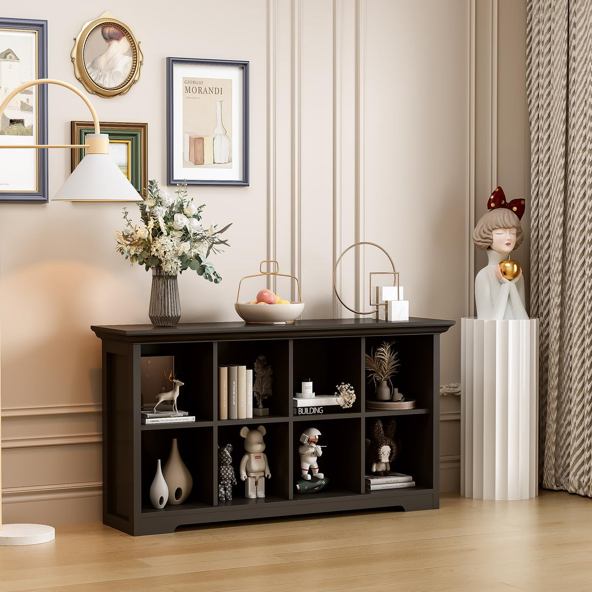 Black 8-Cube Open Bookcase with 2-Tier Low Cabinet U74791